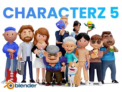 Modular 3D characters 3d 3d model blender character children cute cycles female illustration kids male man model overweight render resources stylized woman