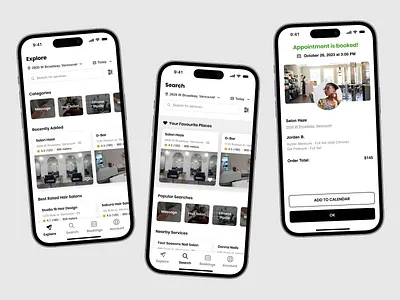 Booking platform mobile app design - ROAR android app appointment beauty booking ios mobile platform product design schedule ui ux