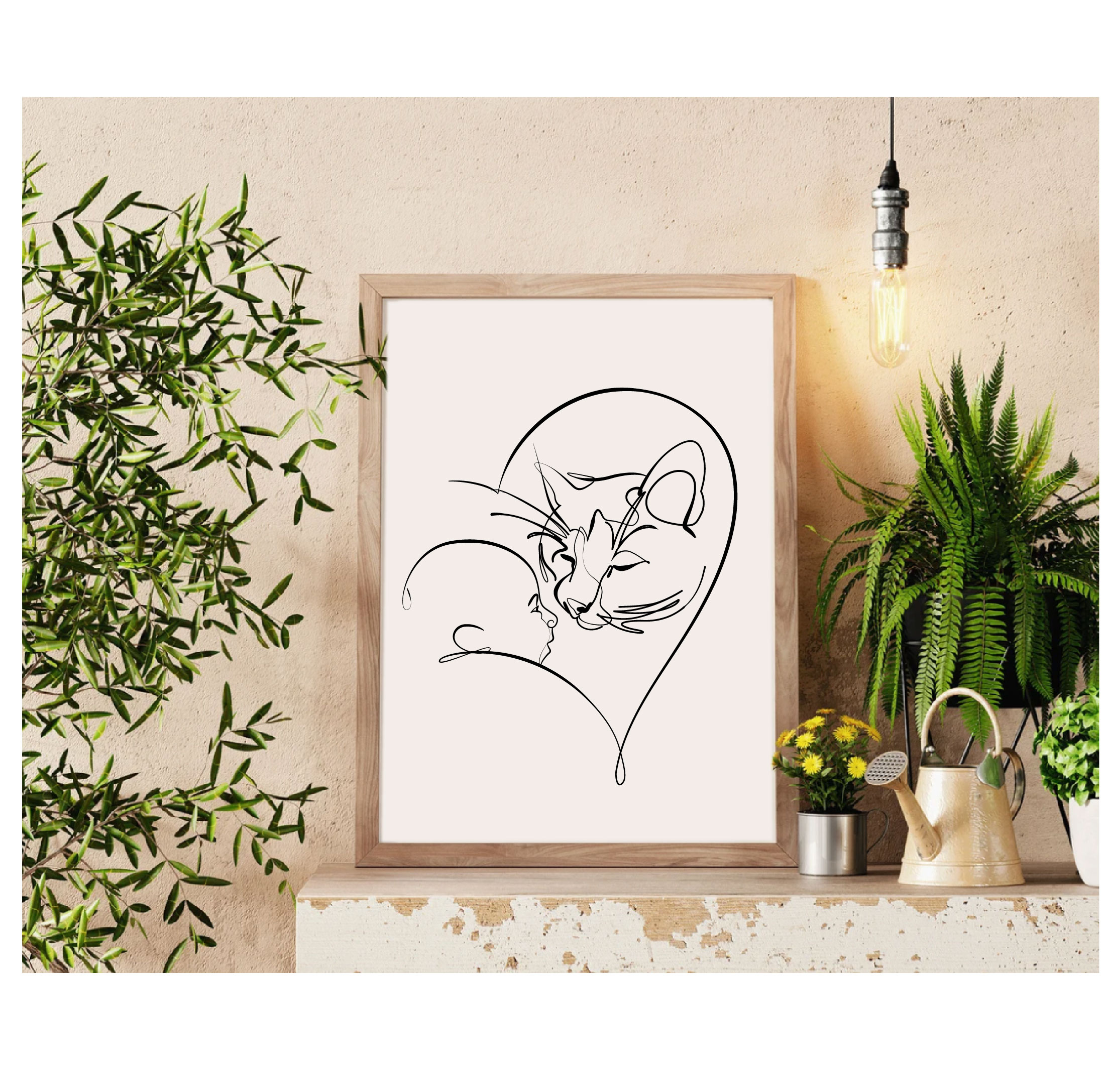 Pet and baby line art graphic design illustration illustration art line art logo one line art one line artt vector