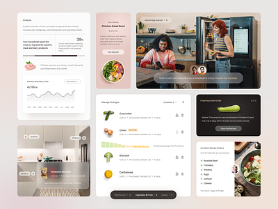 Grocery Storage Management Platform analysis ar calendar card chart dark dashboard dashboard design food list report shopping ui ui kit ux vr