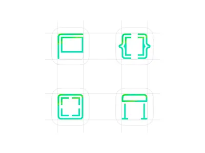 iOS App Icons Work-in-Progress code desk gradient graphic graphic design grid guide guideline icon ios post square squircle ui ux visual work in progress