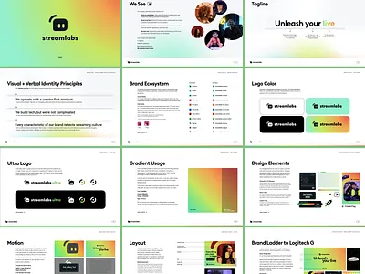 Brand Guidelines for Live Streaming Platform - Streamlabs brand guidelines brandbook branding colors gradient logo