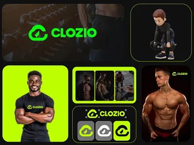 clozio Logo design active athlete bodybuilding bold dynamic endurance energy fitness gym modern motion muscle performance power premium progress strength training transformation workout