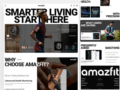 Amazfit - Smartwatch Landing Page clean home page landing page minimalist product product web smart smartwatch sport swiss design ui ui kit uiux ux watch website design