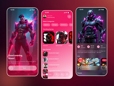 NeonX Game Hub App app concept character design concept design cyberpunk ui dark ui dribbble shot esports app futuristic ui game dashboard game hub game ui gaming app gaming interface gaming platform mobile app neon design sci fi ui streaming app ui design ux design