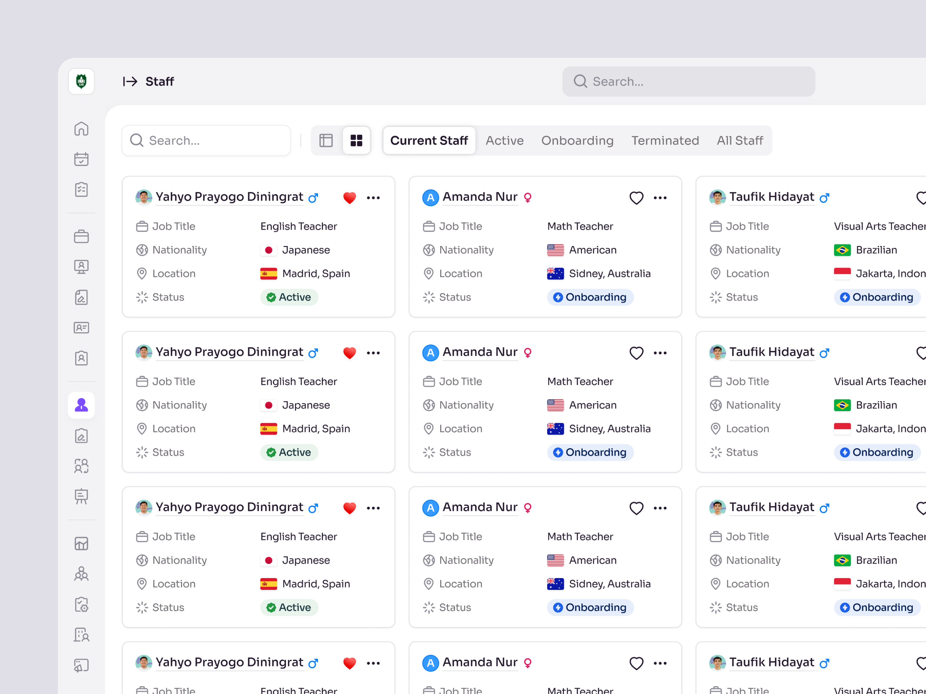 RecruitSmart – Current Staff Dashboard for School HR Management candidate dashboard education employee hr management hr system hrd hrm hrms job product design saas school staff management teacher ui ux web app