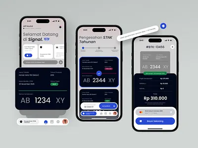 Signal — Indonesia’s Vehicle Service Platform bento grid blue branding clean ui goverment service app indonesia app minimalist mobile app mobile interface official service app payment public sector app public service app signal silver transportation service ui ui ux vehicle administration white