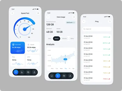 SwiftNet: Data Usage & Speedtest App clean design internet access internet speed app internet speed test minimal minimal design mobile app mobile app design speedtest speedtest app swiss design trend ui ui design user interface ux wifi data wifi test wifi usage