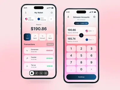 Smart Wallet Mobile App banking app banking ui clean ui currency exchange digital wallet finance app finance ui fintech app fintech ui mobile app design mobile wallet modern ui money transfer multi currency app payment app transfer app uiux design wallet wallet ui walletapp