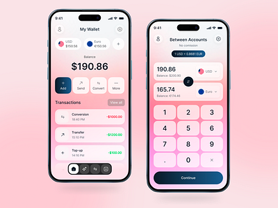 Smart Wallet Mobile App banking app banking ui clean ui currency exchange digital wallet finance app finance ui fintech app fintech ui mobile app design mobile wallet modern ui money transfer multi currency app payment app transfer app uiux design wallet wallet ui walletapp