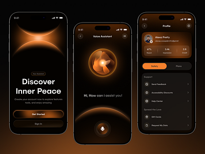 AI Powered Mental Therapy Mobile App ai app ai health ai journal ai theraoy ai vouce chat arounda mental health app mental support mindfulness mobile app mood tracker app ui voice assistant wellness app