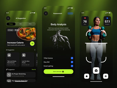 Fitness AI – Smart Workout & Health Companion ai app ai concept ai fitness app design calorie tracker fitness app fitness design fitness ui gym app health app health companion mobile app design mobile ui smart workout uiux workout app workout tracker