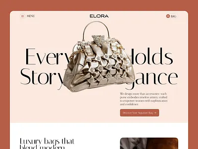Luxury Bag Landing Page UI – Premium Fashion E-Commerce Design bag e commerce ecommerce fashion landing lifestyle luxury products purse shopify