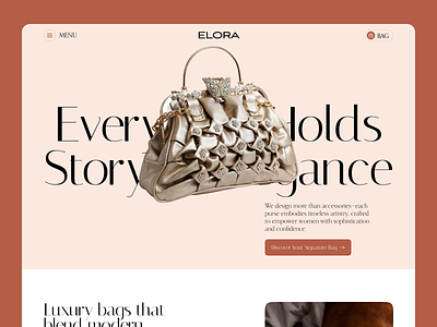 Luxury Bag Landing Page UI – Premium Fashion E-Commerce Design bag e commerce ecommerce fashion landing lifestyle luxury products purse shopify