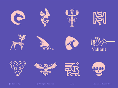 Mythology logo collection Vol. I abstract animal brand strategy branding dragon dream graphic design illustration knight legend lightning logo minimal modern heraldry owl skull storytelling symbol visual identity zeus