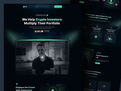 Crypto Investments Landing Page bitcoin blockchain crypto crypto landing page crypto markets cryptocurrency defi education eth exchange fintach invest investor website landing page learn platform token trade ui ux