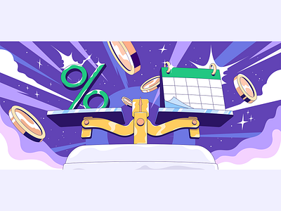 APY vs. interest rate hero image blog design flat illustration percentage post scale vector