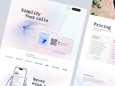 ZenCall — AI Assistant Landing Page ai assistant ai assistant ui ai call assistant ai landing page ai tool ui call assistant calling app ui communication app landing page landing page design pricing page product design saas landing page ui design ux design web design website design