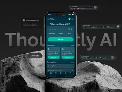 AI Chat Assistant App UI Automation & Generative AI Dashboard ai app design ai chat app design automation design design inspiration figma design generative ai micro interaction mobile app ui mobile application modern ui motion graphics product design saas design swan design agency ui ux ux design visual design