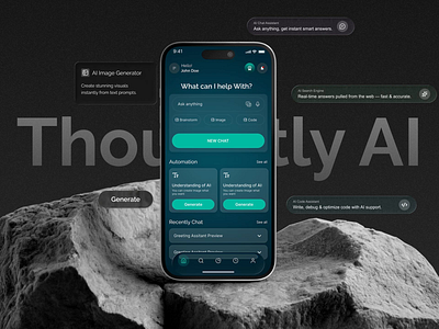 AI Chat Assistant App UI Automation & Generative AI Dashboard ai app design ai chat app design automation design design inspiration figma design generative ai micro interaction mobile app ui mobile application modern ui motion graphics product design saas design swan design agency ui ux ux design visual design