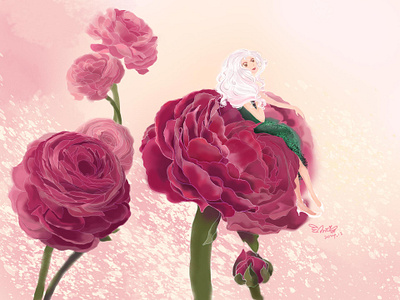 Girl in the flower illustration