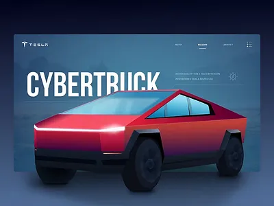 Tesla Cybertruck Landing Page Design (Animated) 3d ui elements animation ui automotive ui automotive website car landing page clean ui cybertruck ui dark theme ui electric vehicle design figma design futuristic design modern landing page motion design product page ui product showcase tesla cybertruck ui concept user interface design ux design website design