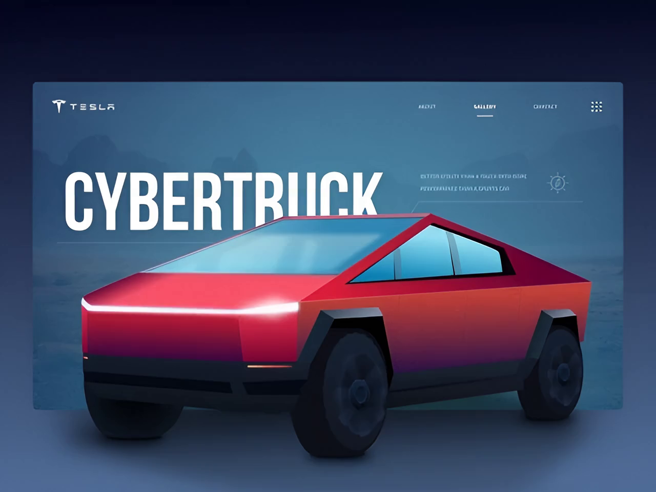 Example of Tesla Cybertruck Landing Page Design (Animated)