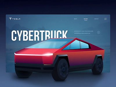Tesla Cybertruck Landing Page Design (Animated) 3d ui elements animation ui automotive ui automotive website car landing page clean ui cybertruck ui dark theme ui electric vehicle design figma design futuristic design modern landing page motion design product page ui product showcase tesla cybertruck ui concept user interface design ux design website design