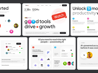 Website for AI-powered lead generation and data enrichment ai ai powered analytics animation data development fintech landing page saas scroll statistic ui web design webflow website