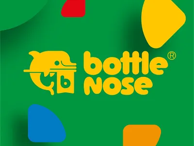 Bottlenose logo bottlenose branding design dolphin illustration kids logo mark toy company visual identity wordmark
