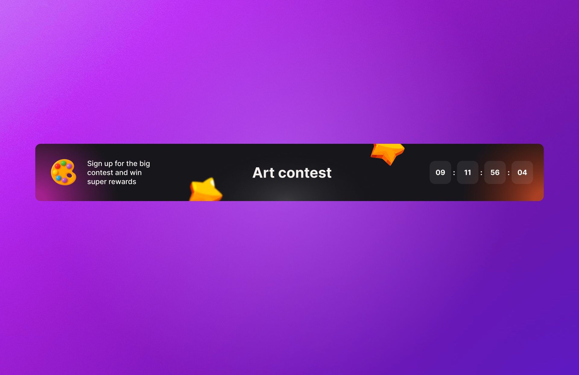🎨 E-learning platform: Art Contest with Timer class contest dark learning limited mode offer orange platform purple signup student timer