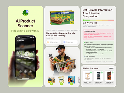 AI Product Scanner App Project ai app app store bag branding design icon illustration ios market mobile mockup modern product scanner shopping ui ux