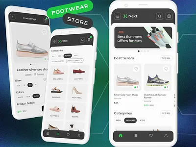 Footwear Store App UI – Clean & Modern Mobile Design e commerce app ecommerce footwear app ui footwear store mobile app mobile design mobile footwear shop mobile footwear shop ui shoe store app uiux design