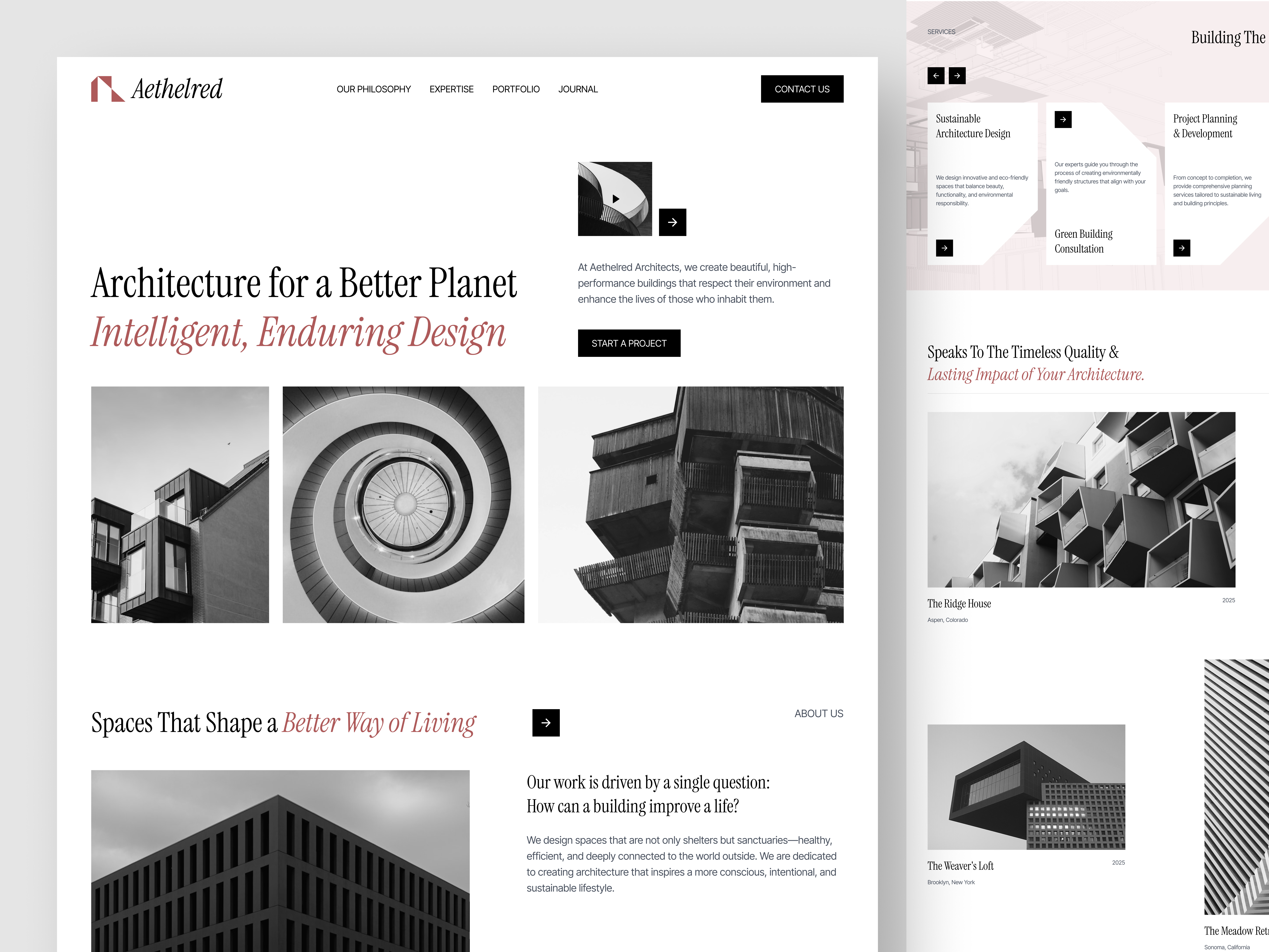 Aethelred Architects | Website | UI/UX Design | Radiyal architect architect website clean design design house landing page product design radiyal redesign residence typography ui ui design uiux ux design web design web ui design webdesign website design