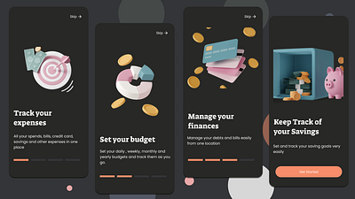 Expense Tracker Onboarding Screens design expensetracker onboardingdesign onboardingscreens ui uiuxdesign ux