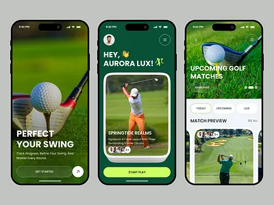 Golf Training App UI – Master Your Swing with Smart Tracking analytics app design golf mobile product sports tracker training