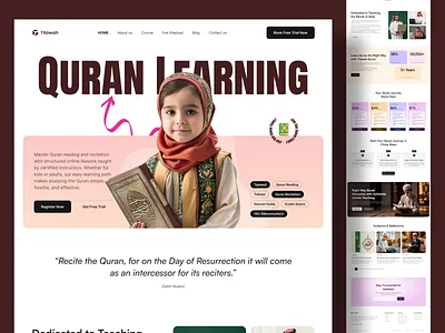 E-learning Website - Islamic ai learning website ai quran courses landing page elearning website elearning website landing page islam islamic course website islamic website learning website muslim learning website muslim website online quran learning quran learning platform uiux design web design website design for e learning