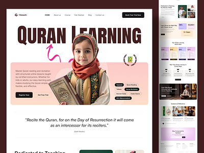 E-learning Website - Islamic ai learning website ai quran courses landing page elearning website elearning website landing page islam islamic course website islamic website learning website muslim learning website muslim website online quran learning quran learning platform uiux design web design website design for e learning