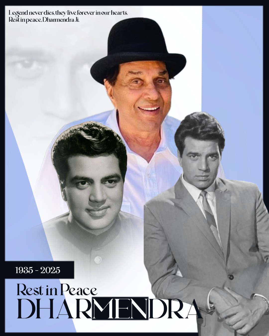 Dharmendra Deol RIP banner banner design graphic design photoshop poster social media post