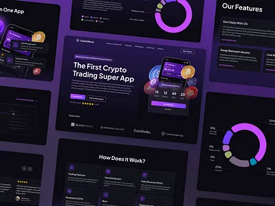ChaintNova - Crypto & Web3 Landing Page analytics bitcoin blockchain clean crypto dark design ethereum fintech market minimal saas token ui ux wallet web3 website