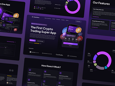 ChaintNova - Crypto & Web3 Landing Page analytics bitcoin blockchain clean crypto dark design ethereum fintech market minimal saas token ui ux wallet web3 website