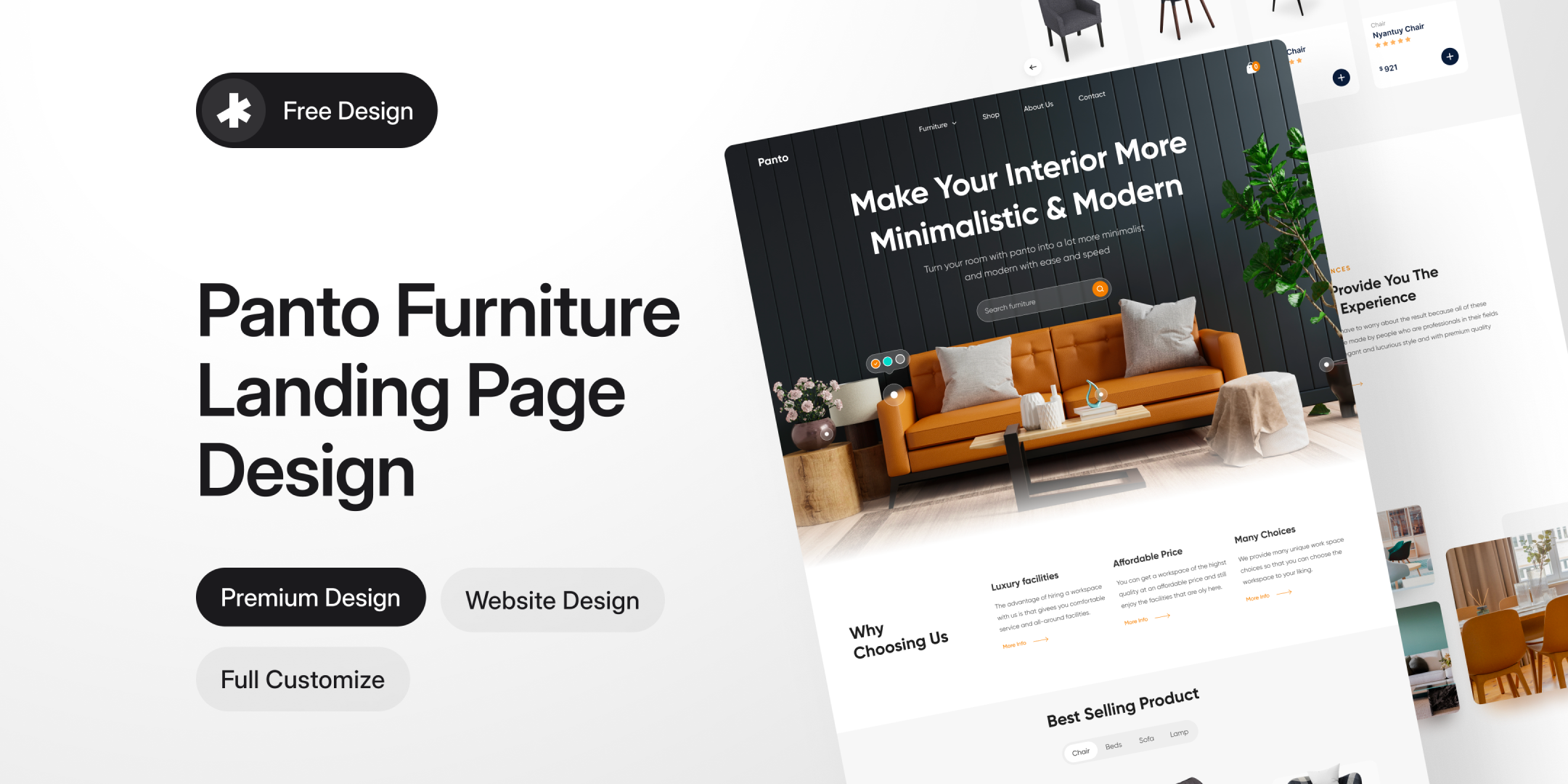PANTO FURNITURE Landing Page 3d animation app branding design graphic design illustration logo motion graphics ui vector