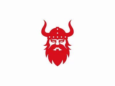 Viking With Horned Helmet Logo barber beard branding design fighter gaming helmet identity illustration logo man mark norse red sports symbol vector viking warrior