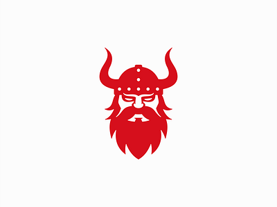Viking With Horned Helmet Logo barber beard branding design fighter gaming helmet identity illustration logo man mark norse red sports symbol vector viking warrior