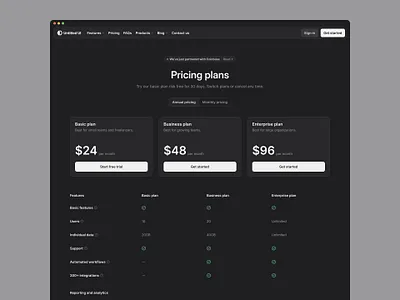 Pricing plans — Untitled UI features table pricing pricing cards pricing plans pricing table web design website