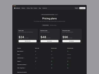 Pricing plans — Untitled UI features table pricing pricing cards pricing plans pricing table web design website