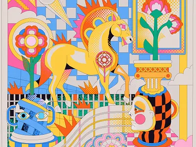 horse adobe art artwork cubisme design geometric graphic design illustration illustrator poster print yoaz