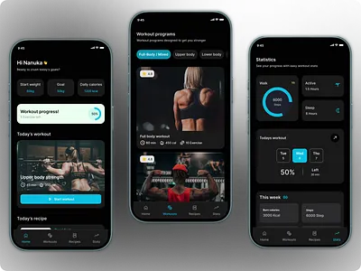 Gym app branding buttons design figma graphic design gym illustration landing page logo mobile motion graphics picture section statics tab bar text tittle ui ux vector