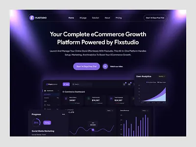 eCommerce Management SaaS Landing Page clean ui dark ui home page landing page modern design redesign saas saas hero saas home page saas landing page saas website saas website redesign template website website redesign