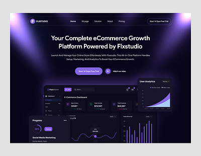 eCommerce Management SaaS Landing Page clean ui dark ui home page landing page modern design redesign saas saas hero saas home page saas landing page saas website saas website redesign template website website redesign